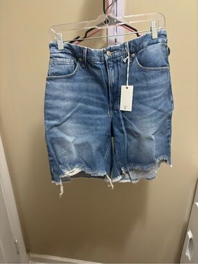 Good American Light Blue Distressed Denim Jean Shorts
